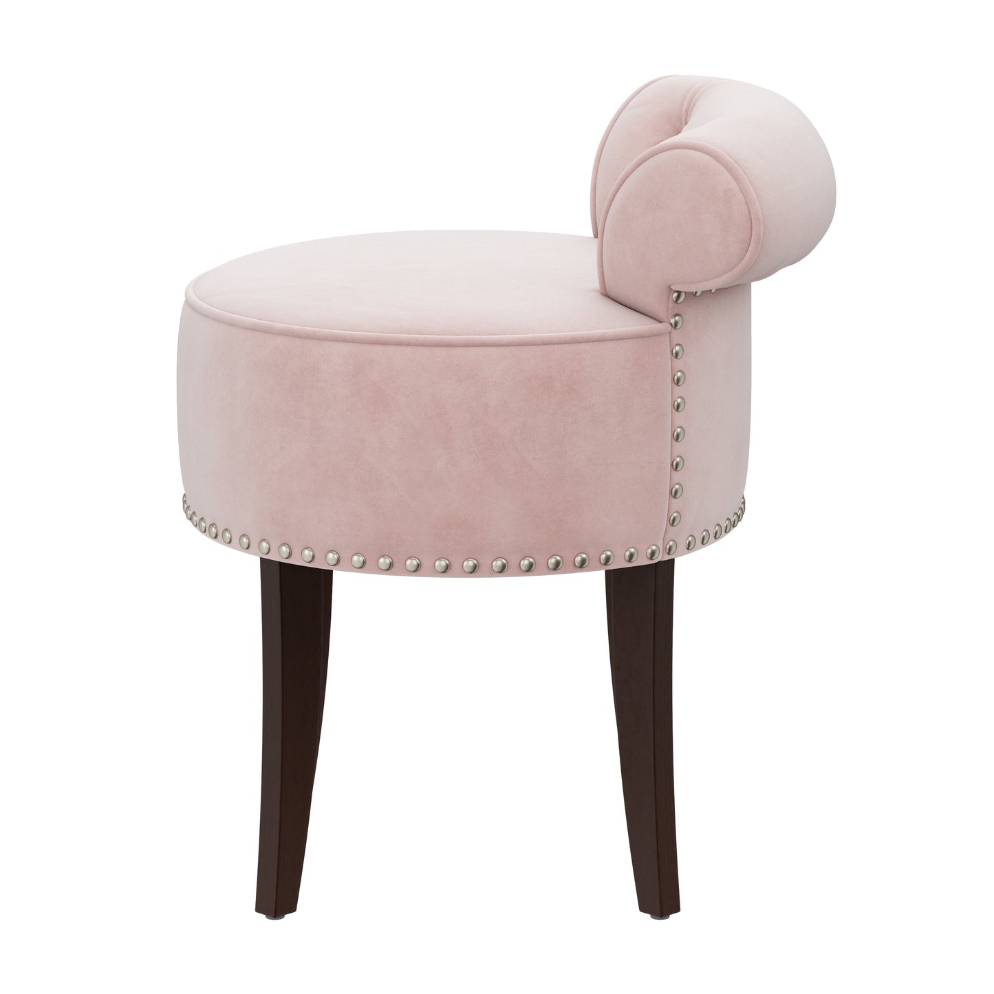 Hillsdale Furniture Lena Wood and Upholstered Vanity Stool, Espresso with Pink Fabric