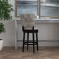 Hillsdale Furniture Kaede Wood and Upholstered Barr Height Swivel Stool, Black with Weathered Granite Gray Faux Leather