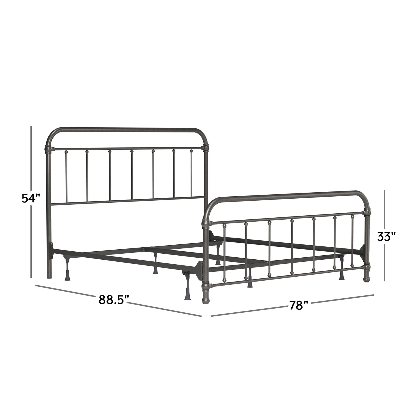 Hillsdale Furniture Kirkland Metal King Bed, Aged Pewter