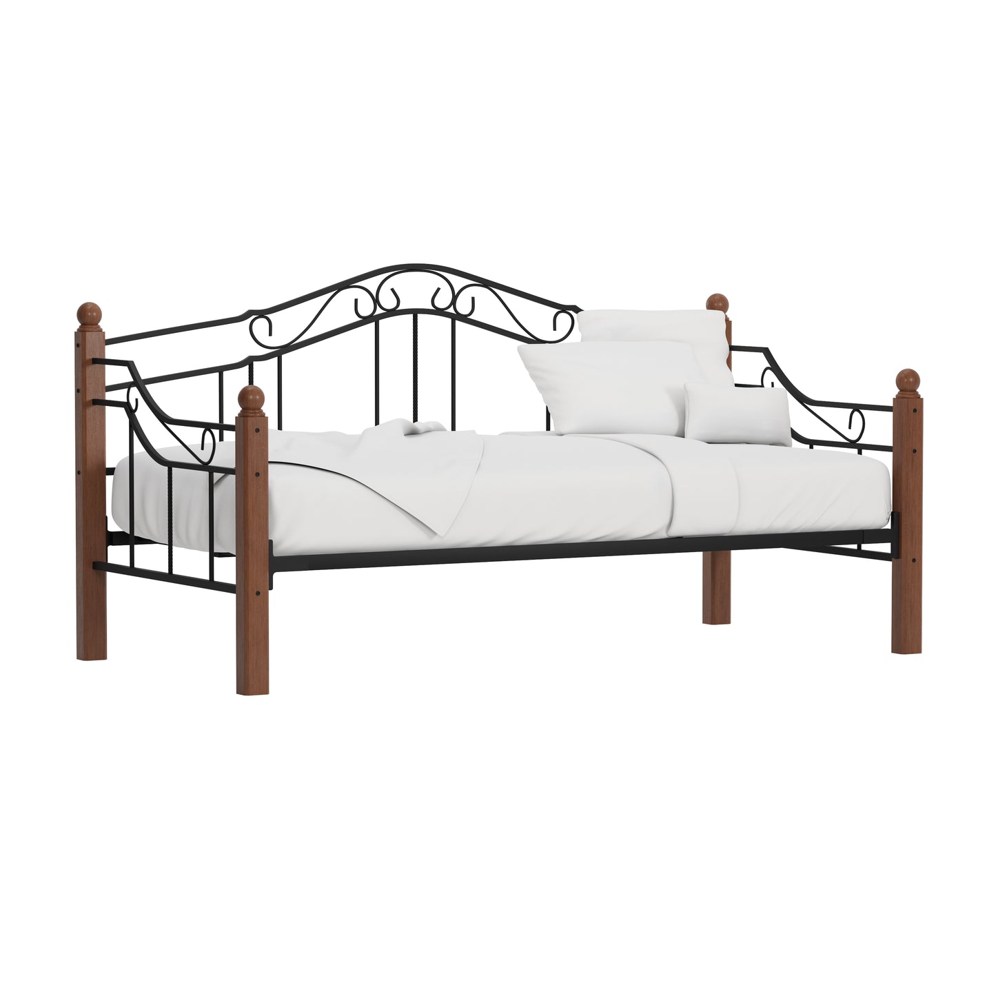 Hillsdale Furniture Madison Wood and Metal Twin Daybed, Black with Cherry Posts