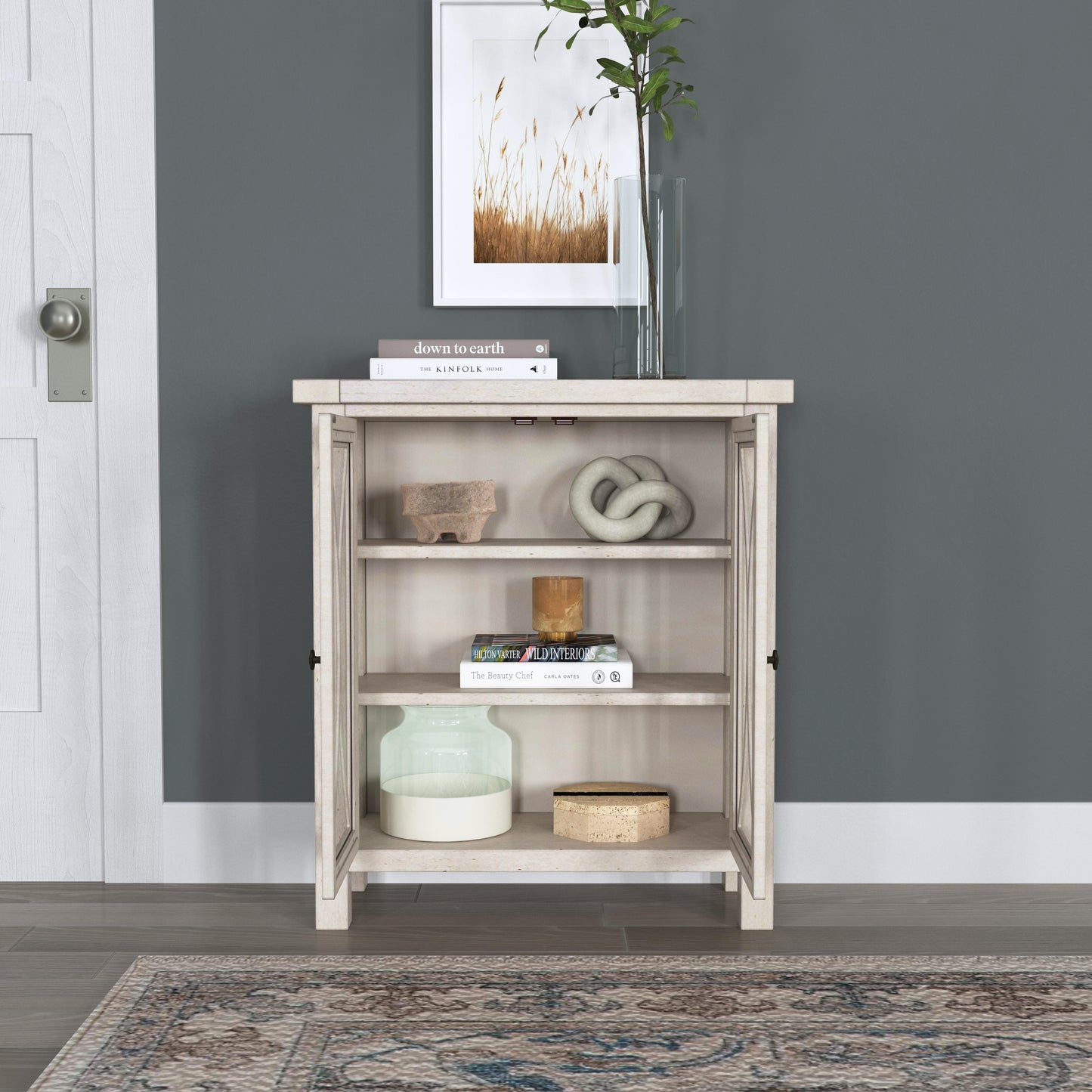 Hillsdale Furniture Bayside Wood 2 Door Console Cabinet, Antique White