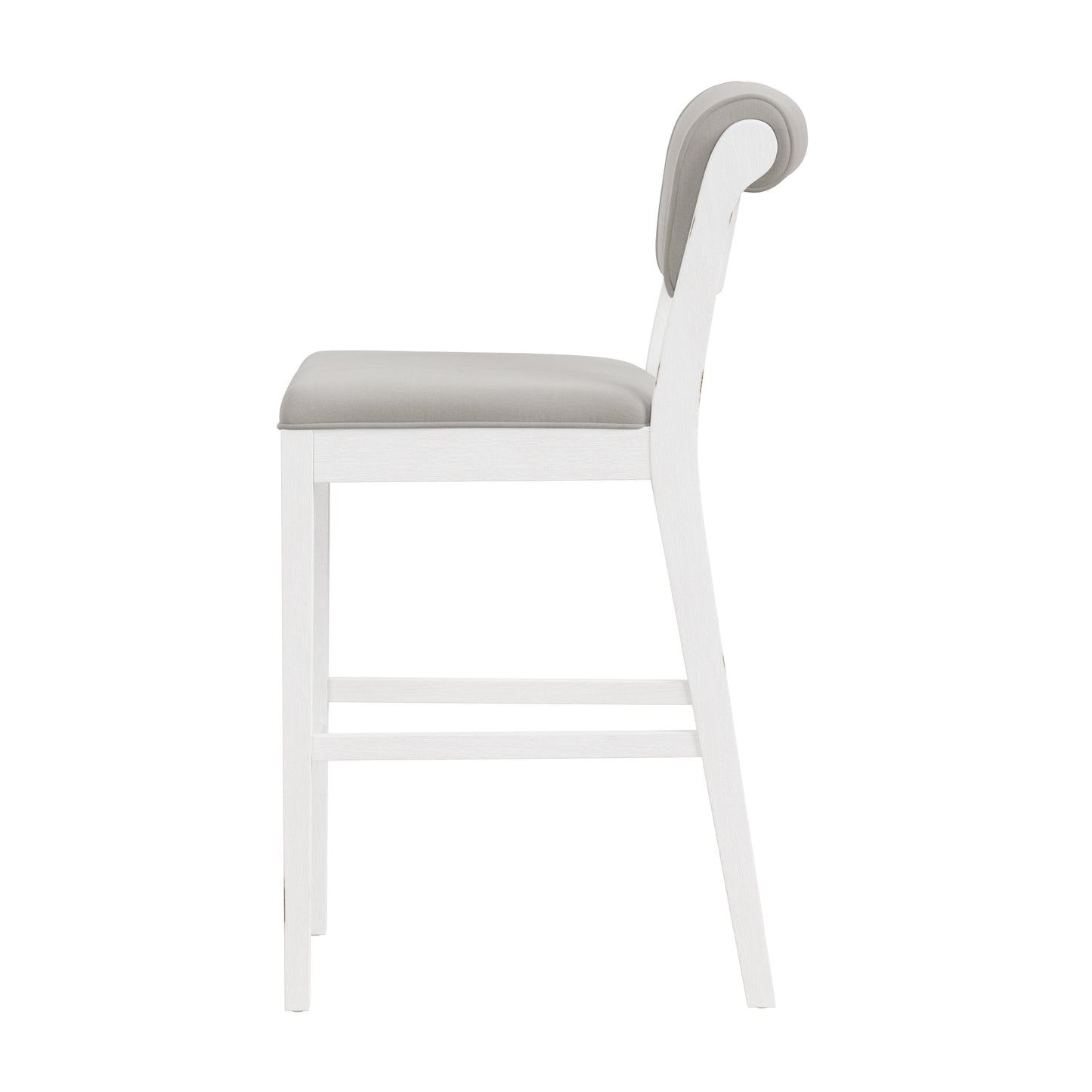 Hillsdale Furniture Clarion Wood and Upholstered Panel Back Bar Height Stool, Sea White