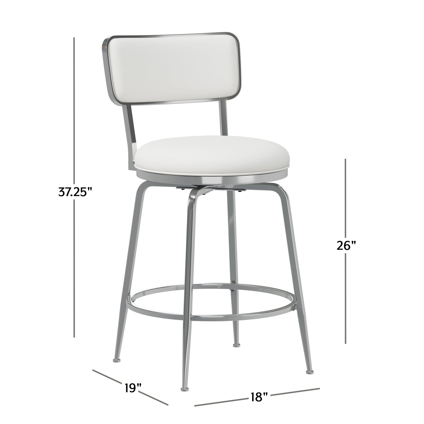 Hillsdale Furniture Baltimore Metal and Upholstered Swivel Counter Height Stool, Chrome