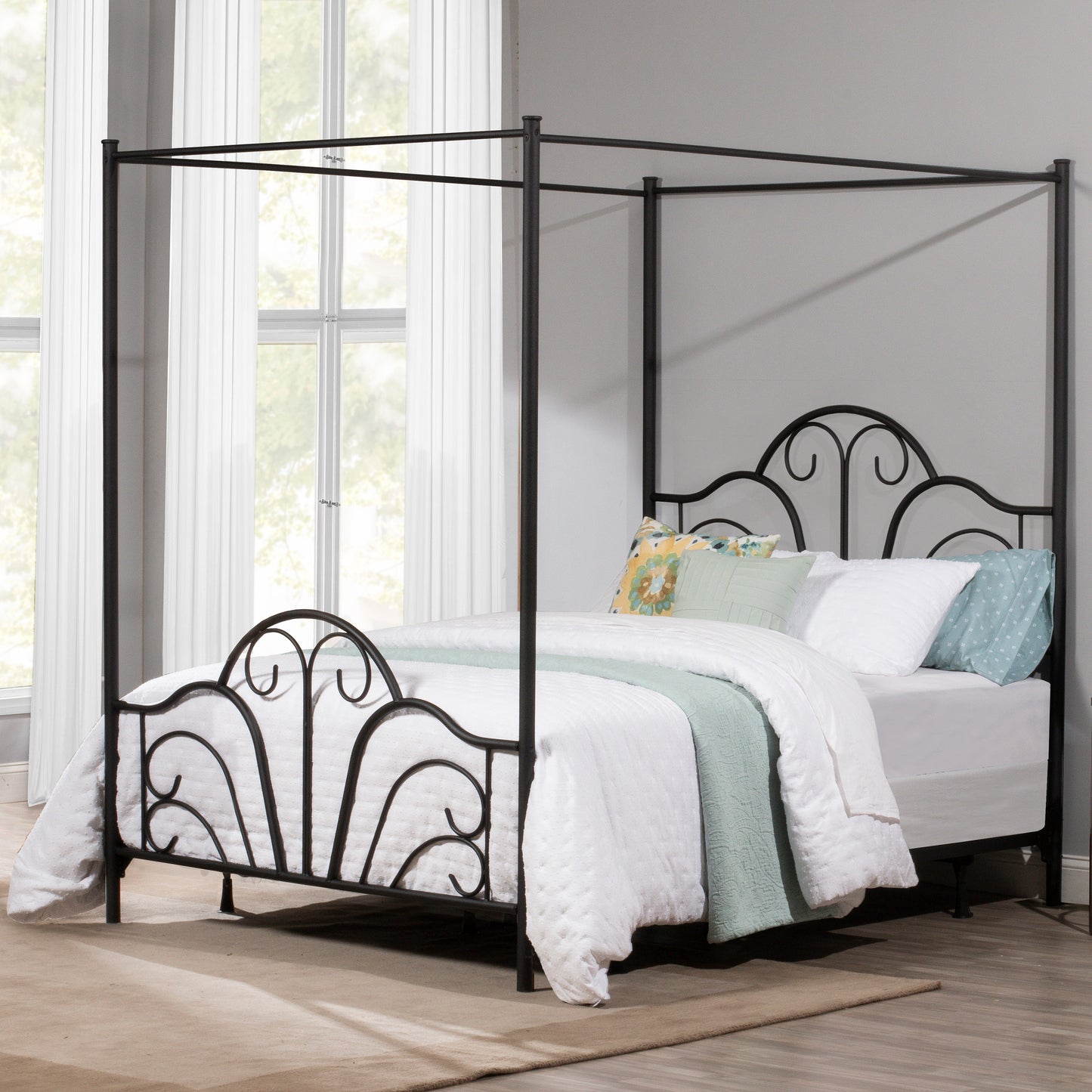 Hillsdale Furniture Dover Full Metal Canopy Bed, Textured Black