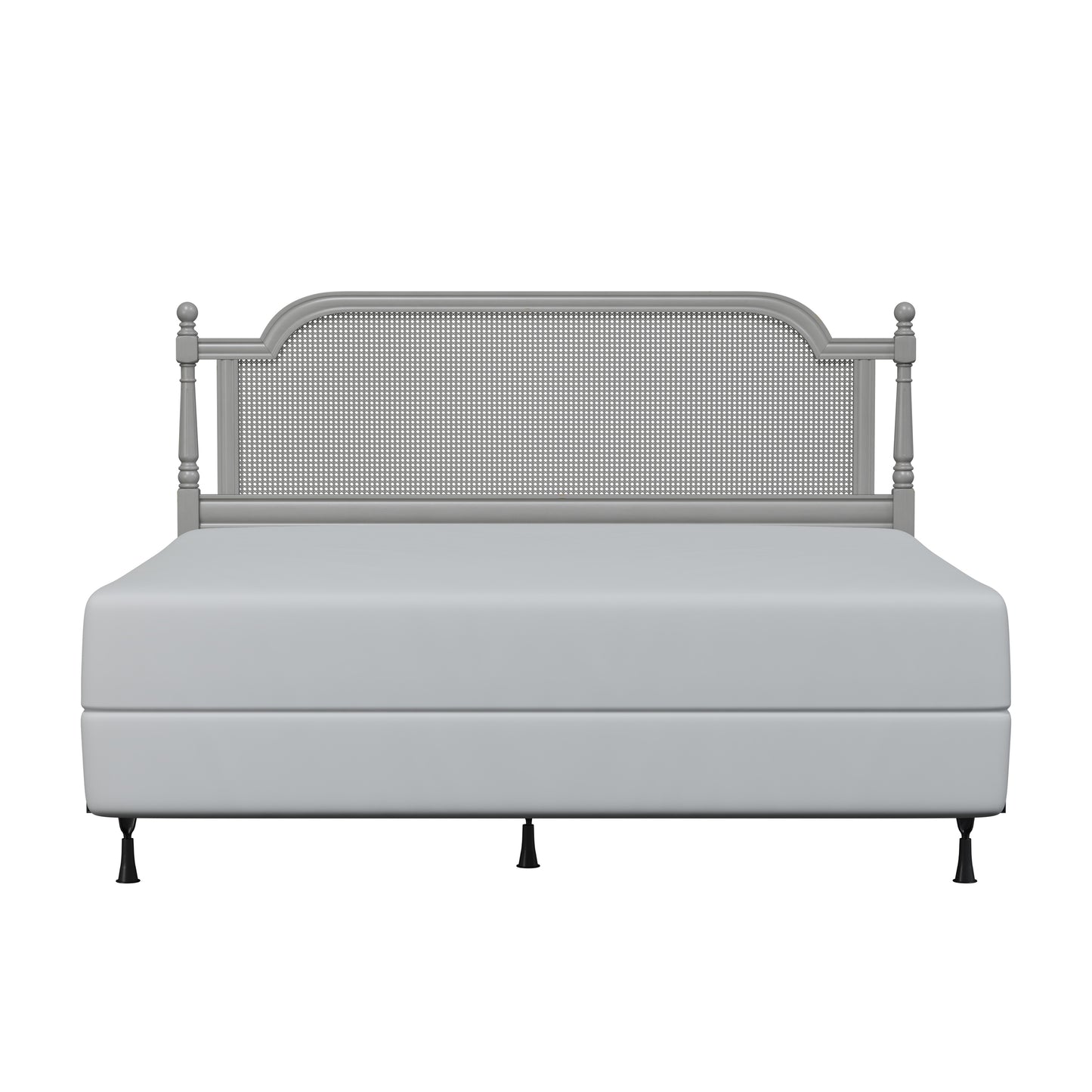 Hillsdale Furniture Melanie Wood and Cane King Headboard with Frame, French Gray