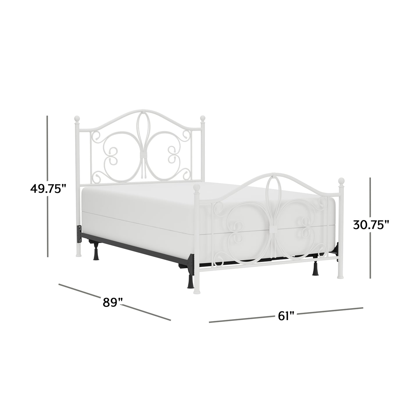 Hillsdale Furniture Ruby Queen Metal Bed, Textured White