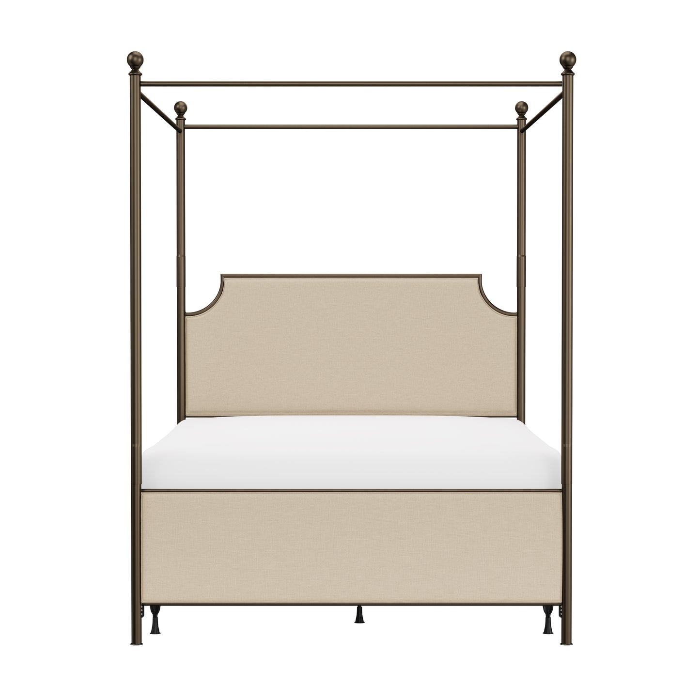 Hillsdale Furniture McArthur Queen Metal and Upholstered  Canopy Bed, Bronze with Linen Stone Fabric