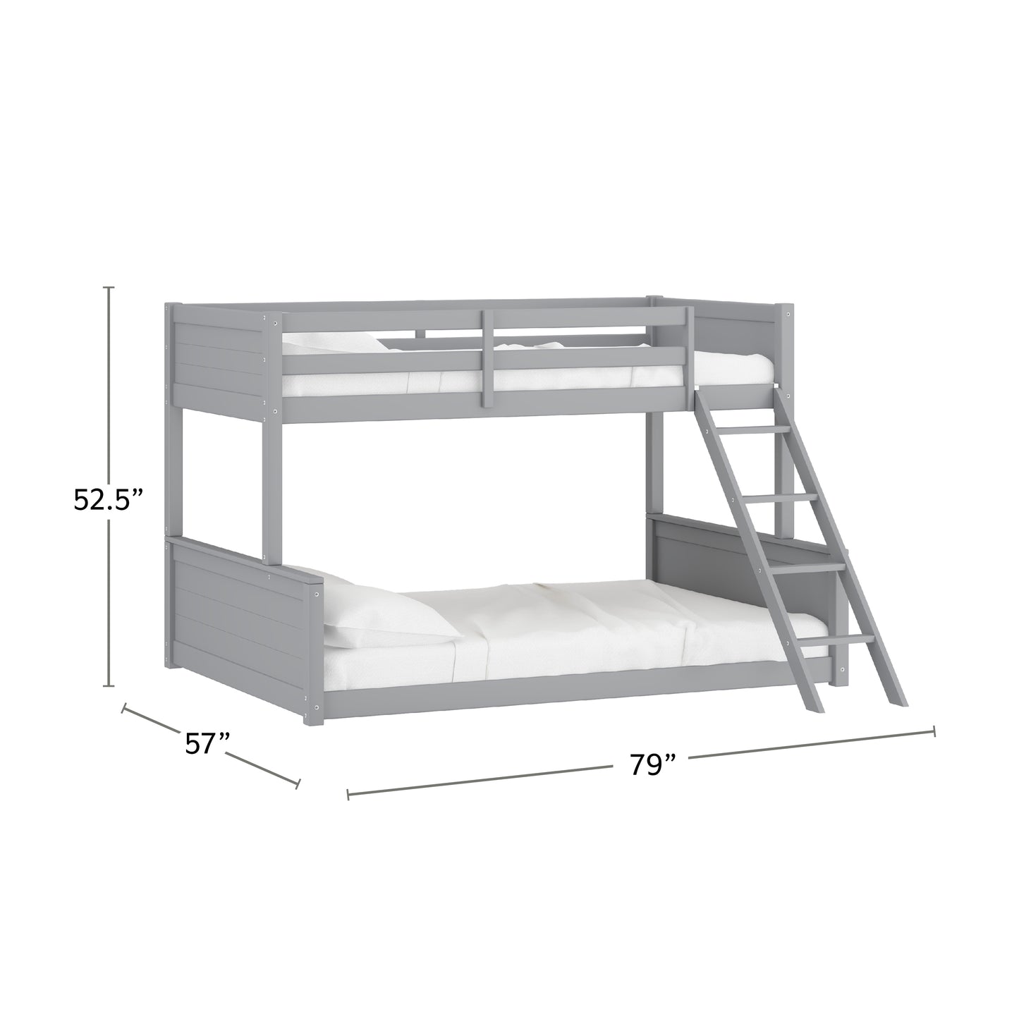 Living Essentials by Hillsdale Capri Wood Twin Over Full Bunk Bed, Gray