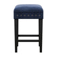 Hillsdale Furniture Cassidy Wood and Upholstered Backless Counter Height Stool, Black with Blue Velvet