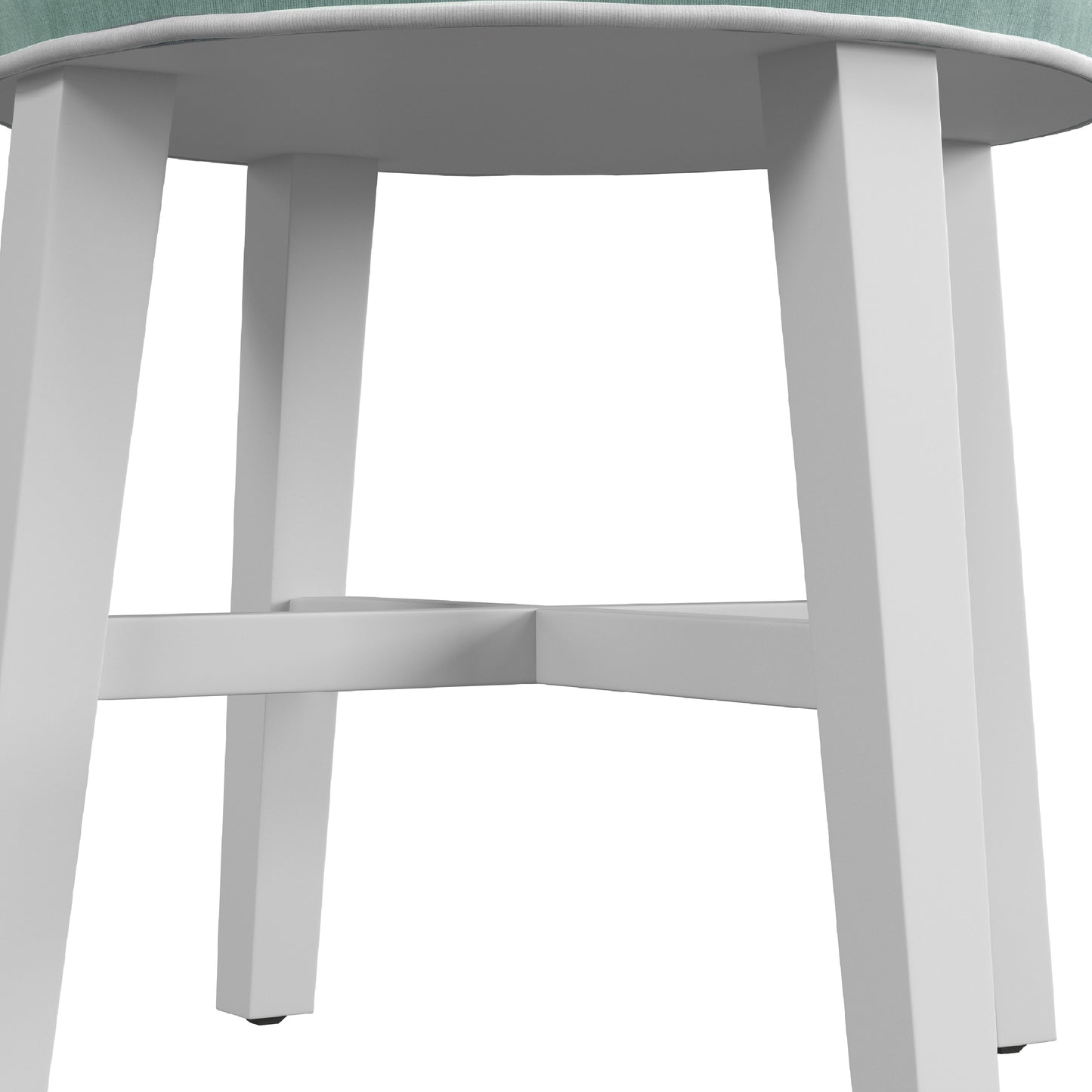 Hillsdale Furniture Sophia Tufted Backless Vanity Stool, White with Spa Blue Fabric