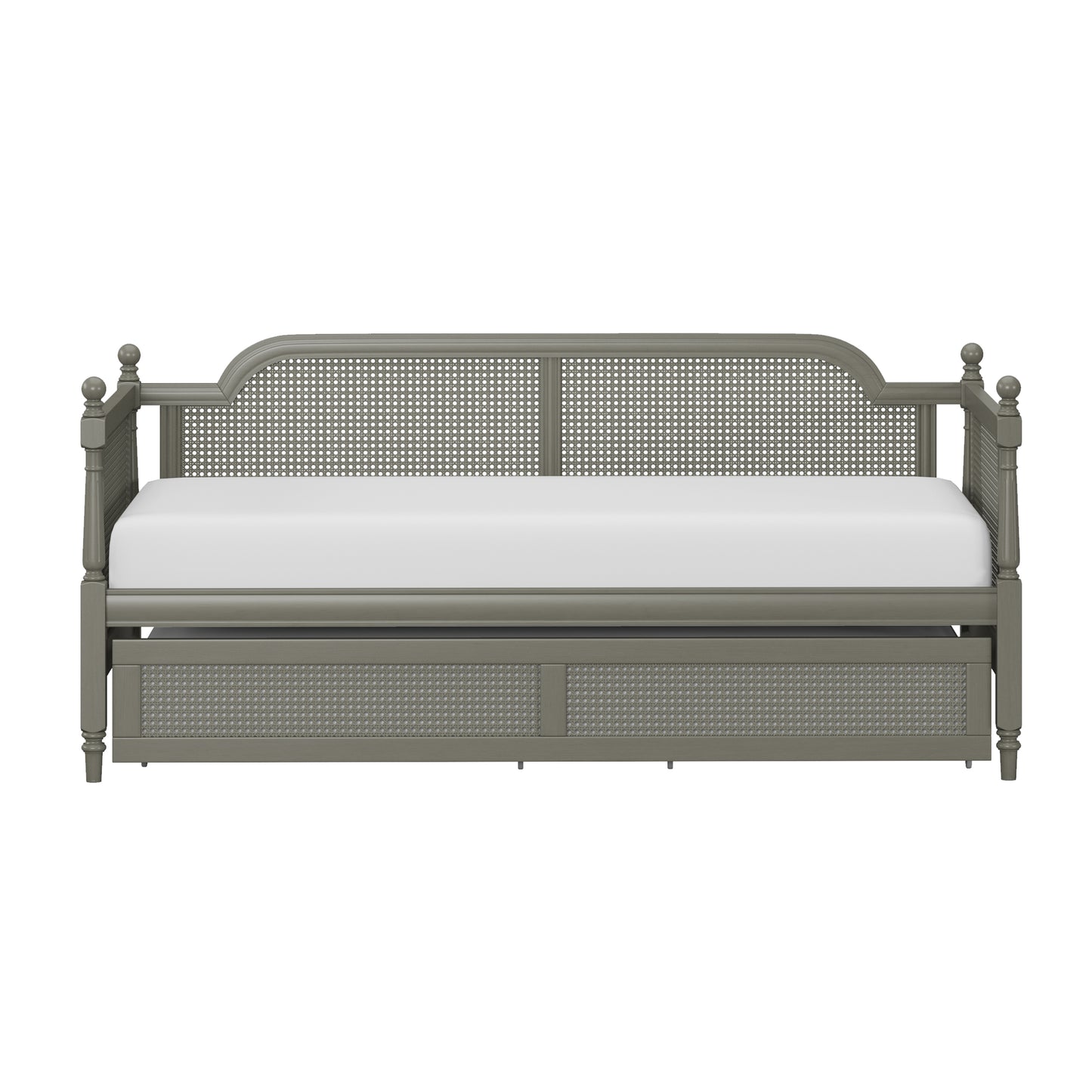 Hillsdale Furniture Melanie Wood and Cane Twin Daybed with Trundle, French Gray