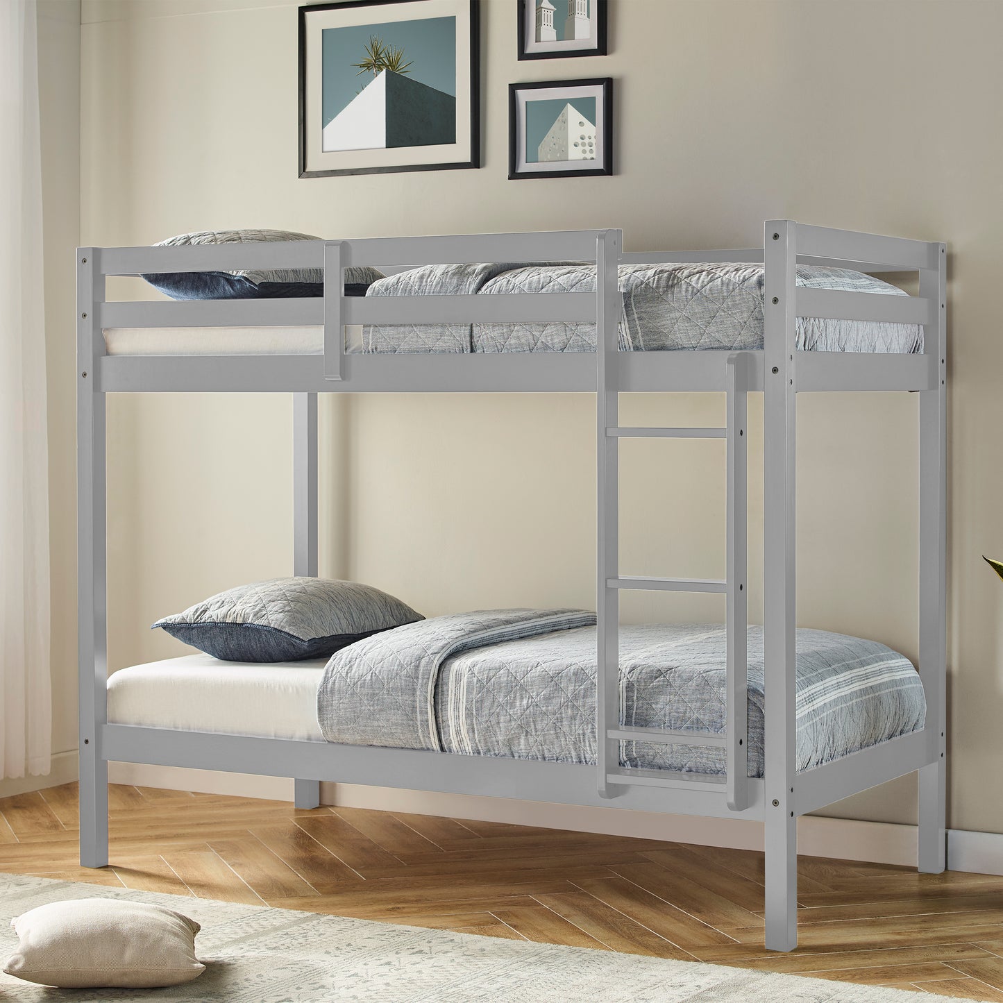 Hillsdale Kids and Teen Caspian Twin Over Twin Bunk Bed, Gray