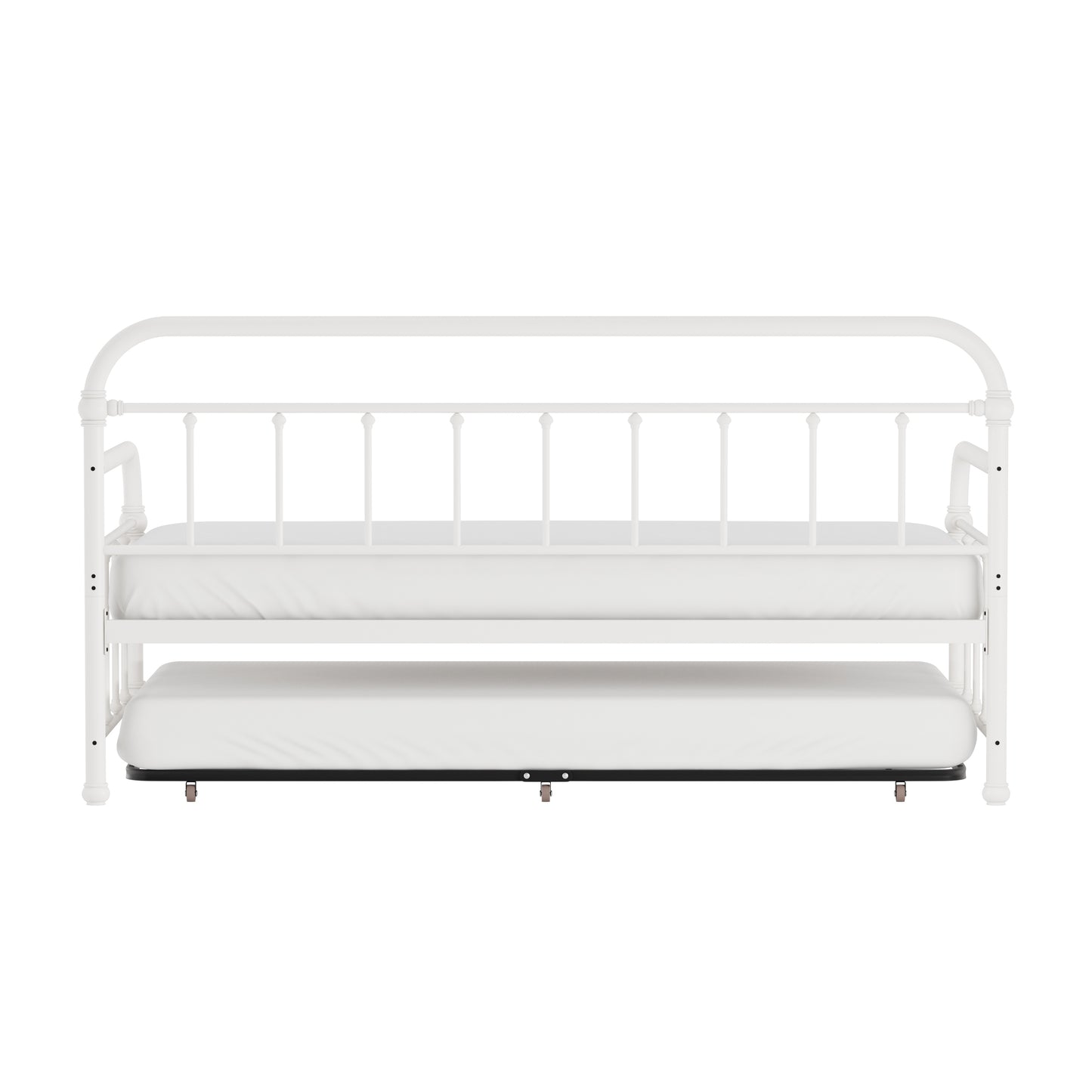 Hillsdale Furniture Kirkland Metal Twin Daybed with Roll Out Trundle, Soft White