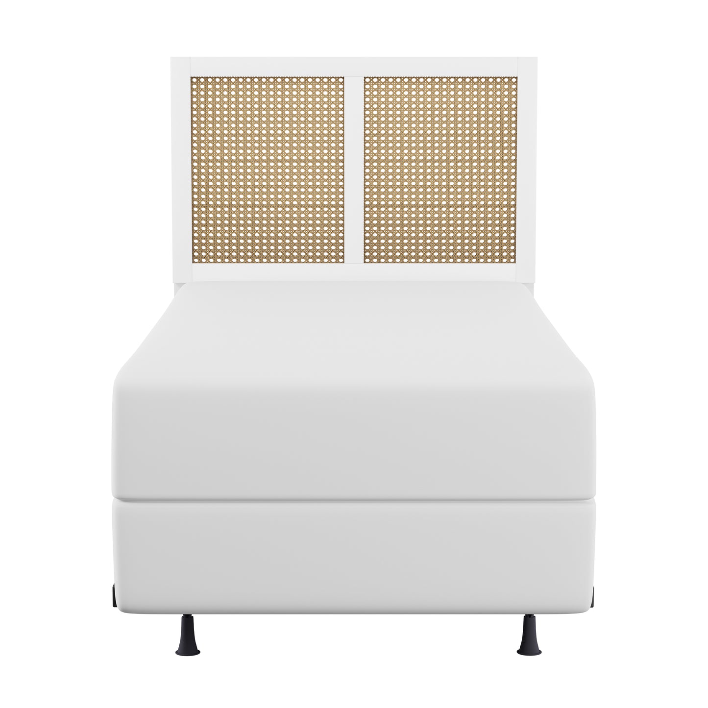 Hillsdale Furniture Serena Wood and Cane Panel Twin Headboard with Frame, White