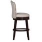 Hillsdale Furniture Edenwood Wood Bar Height Swivel Stool, Smoke Chocolate with Cream Fabric