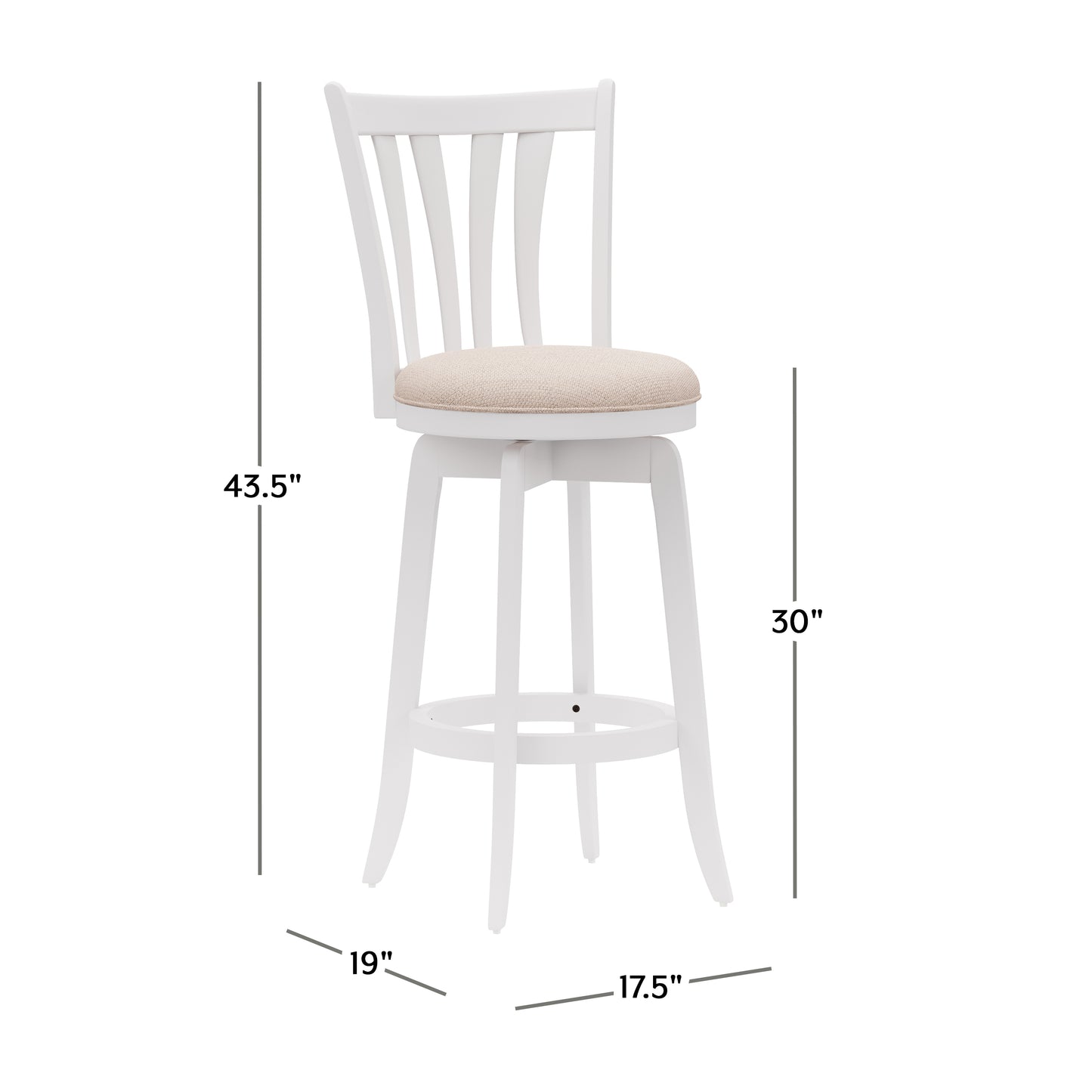 Hillsdale Furniture Savana Wood Bar Height Swivel Stool, White