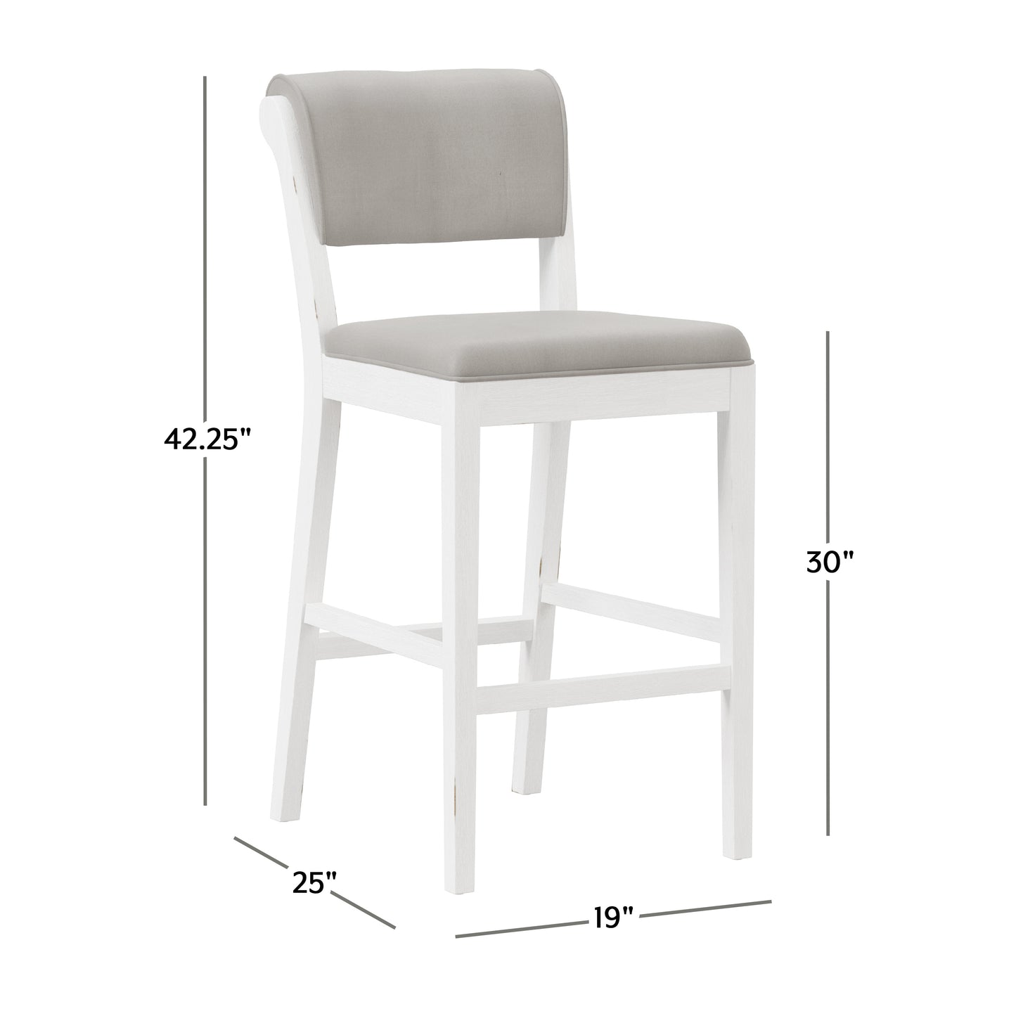 Hillsdale Furniture Clarion Wood and Upholstered Panel Back Bar Height Stool, Sea White