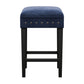 Hillsdale Furniture Cassidy Wood and Upholstered Backless Counter Height Stool, Black with Blue Velvet