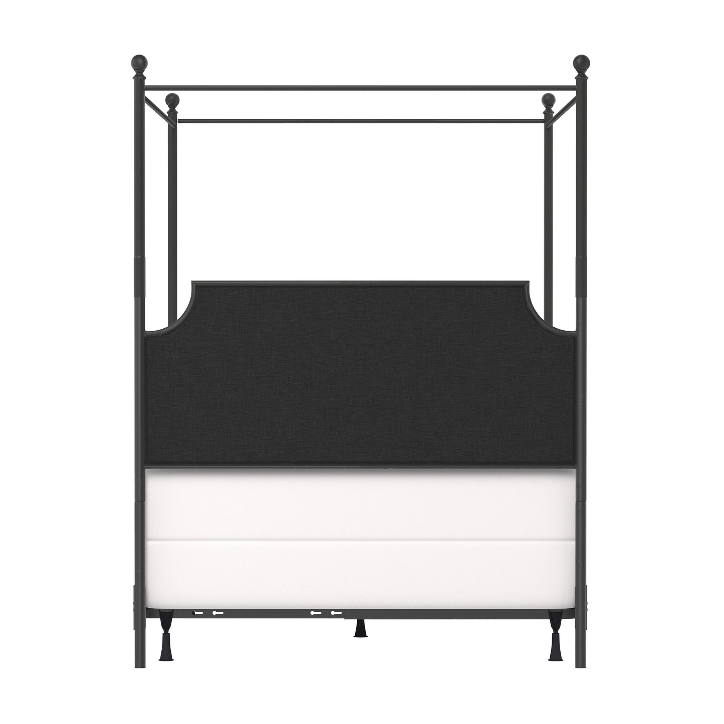 Hillsdale Furniture McArthur Queen Metal and Upholstered Canopy Bed, Matte Black with Gray Fabric