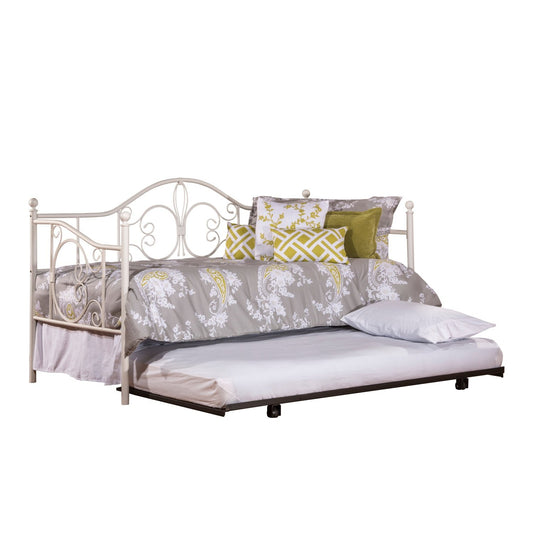 Hillsdale Furniture Ruby Metal Twin Daybed with Roll Out Trundle, Textured White