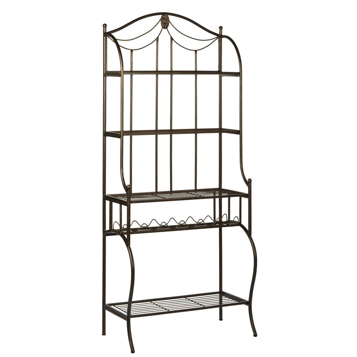 Hillsdale Furniture Camelot Metal Bakers Rack, Black Gold