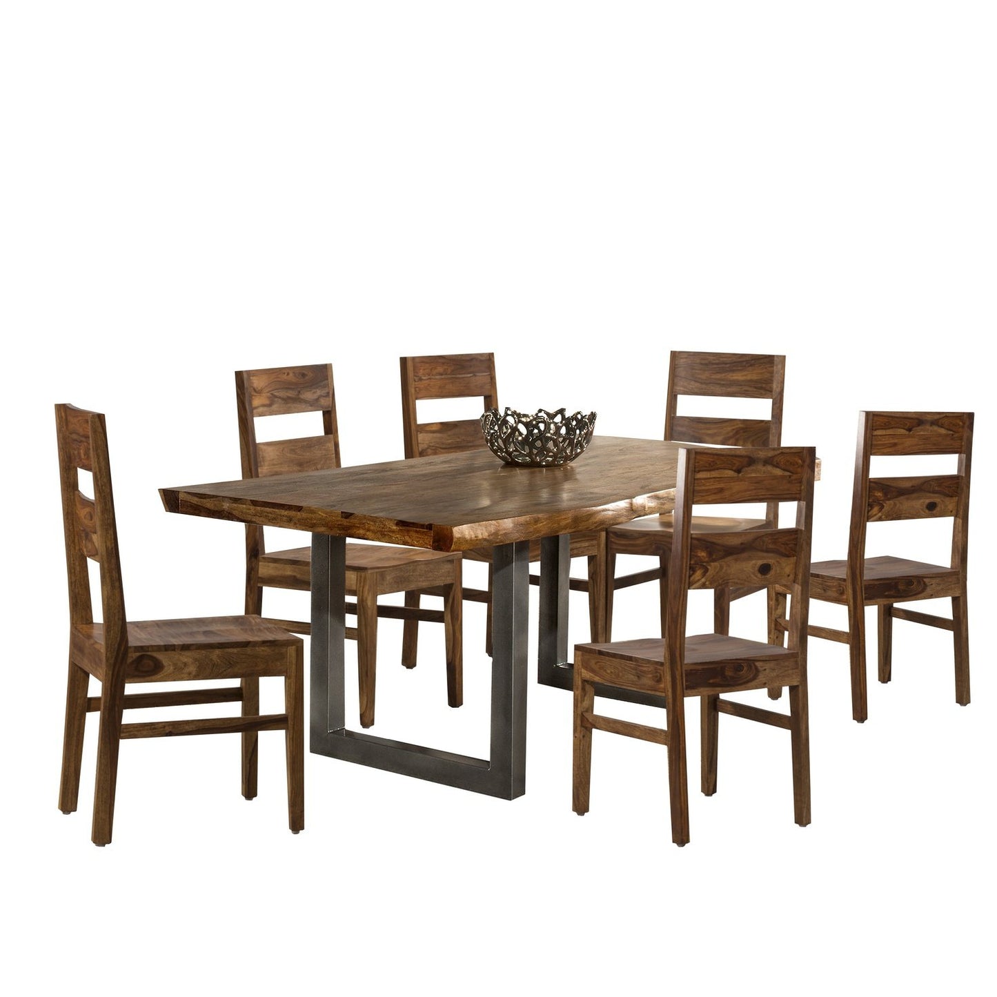 Hillsdale Furniture Emerson Wood 7  Piece Rectangle Dining Set with Wood Chairs, Natural Sheesham