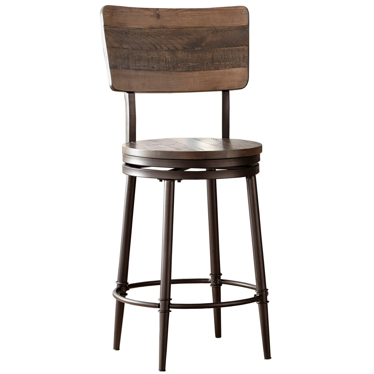 Hillsdale Furniture Jennings Metal Counter Height Swivel Stool, Distressed Walnut