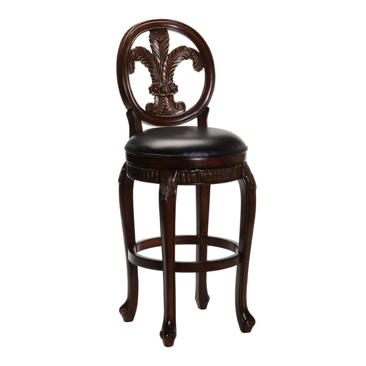 Hillsdale Furniture Fleur De Lis Wood Bar Height Swivel Stool, Distressed Cherry with Copper Highlights