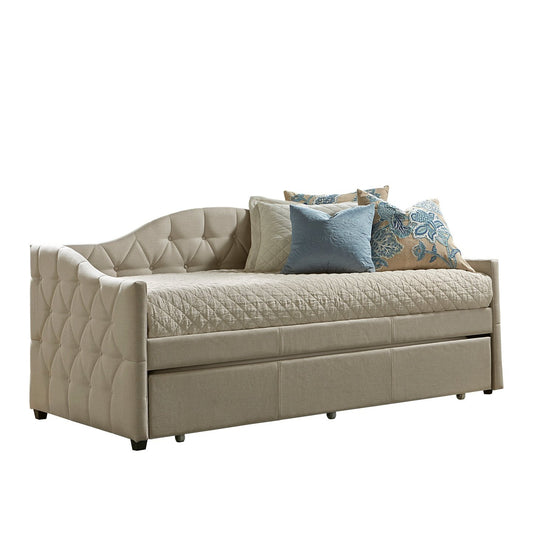 Hillsdale Furniture Jamie Upholstered Twin Daybed with Trundle, Cream