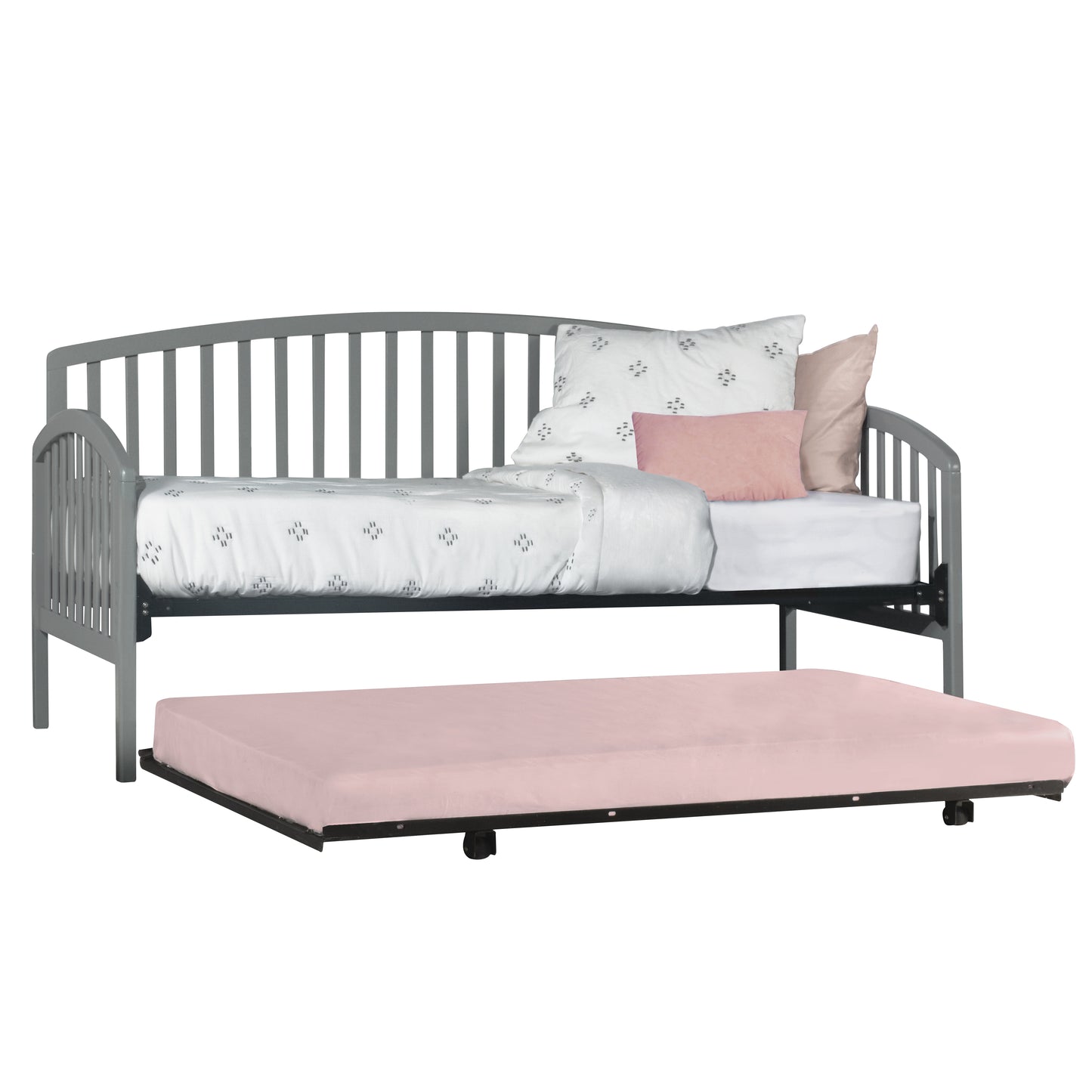 Hillsdale Furniture Carolina Wood Twin Daybed with Roll Out Trundle, Gray