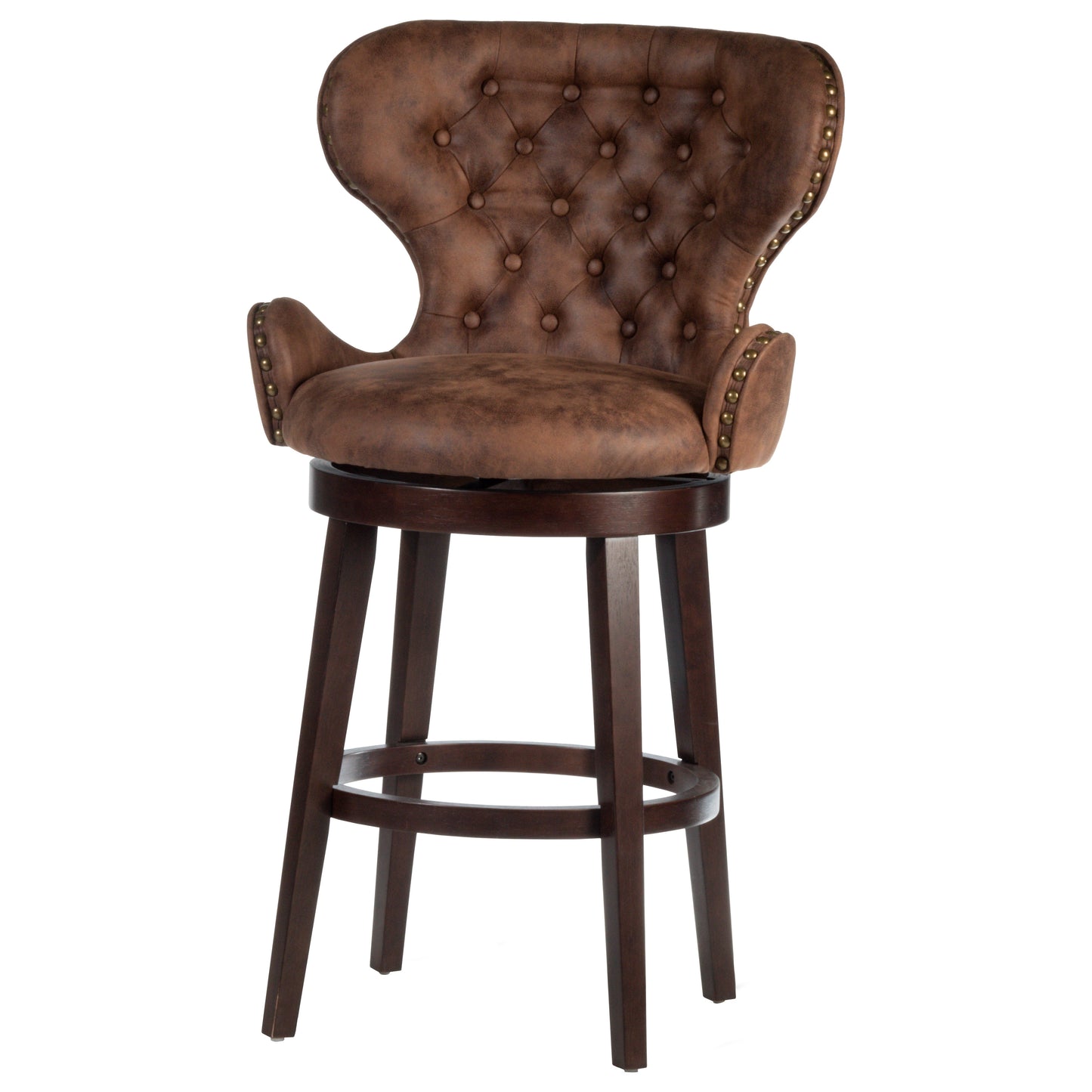 Hillsdale Furniture Mid-City Upholstered Wood Swivel Bar Height Stool, Chocolate