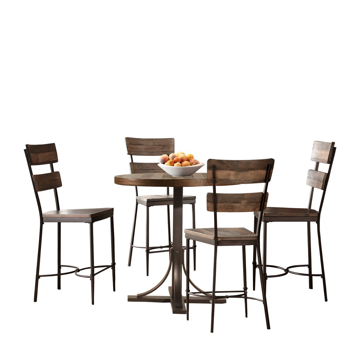 Hillsdale Furniture Jennings 5 Piece Counter Height Dining Set with Ladder Back Stools, Distressed Walnut