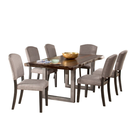 Hillsdale Furniture Emerson Wood 7 Piece Rectangle Dining Set with Upholstered Dining Chairs, Gray Sheesham