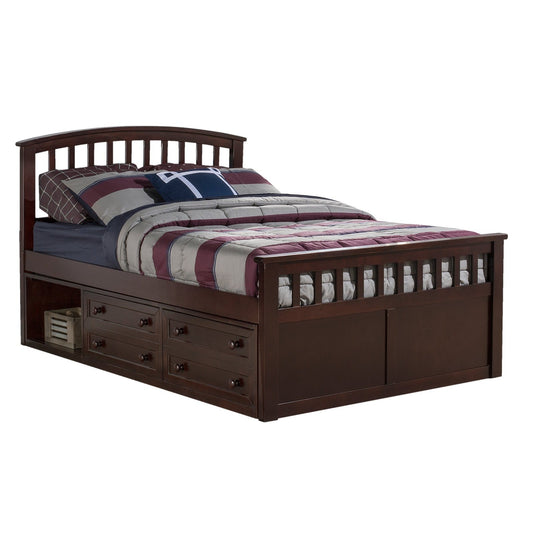 Hillsdale Kids and Teen Schoolhouse 4.0 Charlie Wood Full Captain's Bed with 2 Storage Units, Chocolate