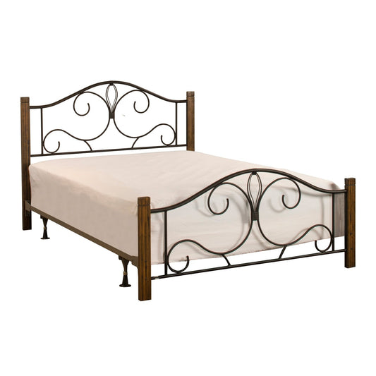 Hillsdale Furniture Destin Queen Metal Bed with Wood Posts, Oak