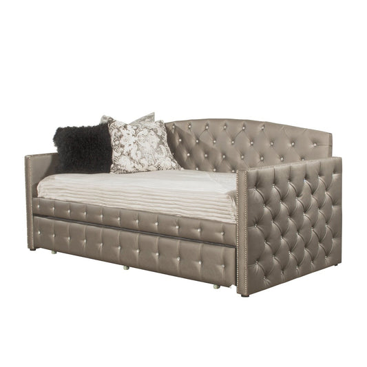 Hillsdale Furniture Memphis Upholstered Twin Daybed with Trundle, Pewter