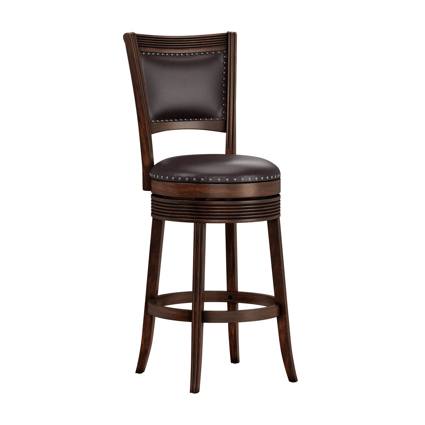 Hillsdale Furniture Lockefield Wood Bar Height Swivel Stool, Brown Cherry