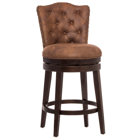 Hillsdale Furniture Edenwood Wood Counter Height Swivel Stool, Chocolate with Chestnut Faux Leather