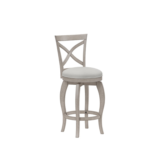 Hillsdale Furniture Ellendale Wood Counter Height Swivel Stool, Aged Gray with Fog Gray Fabric