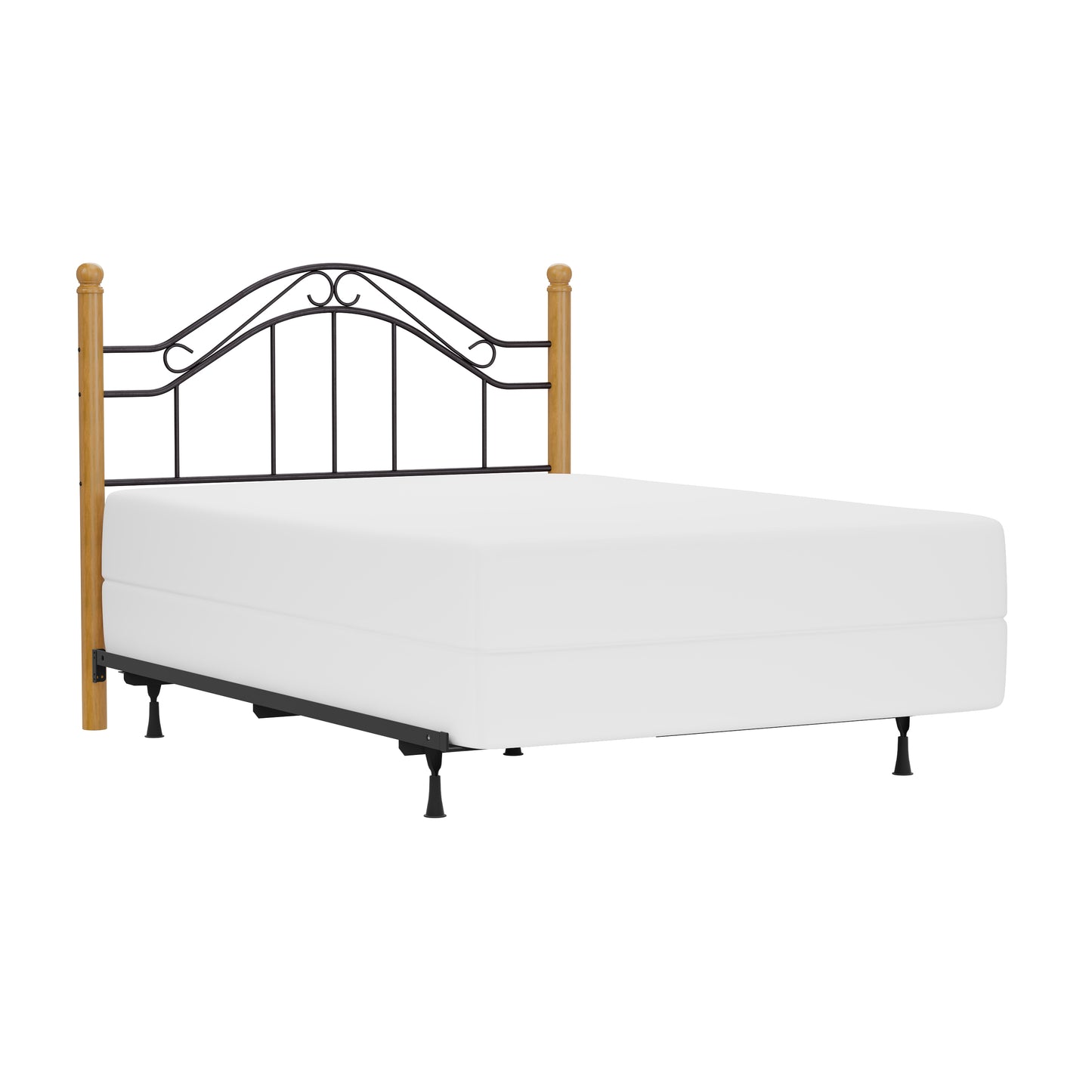 Hillsdale Furniture Winsloh Full/Queen Metal Headboard with Frame and Oak Wood Posts, Black