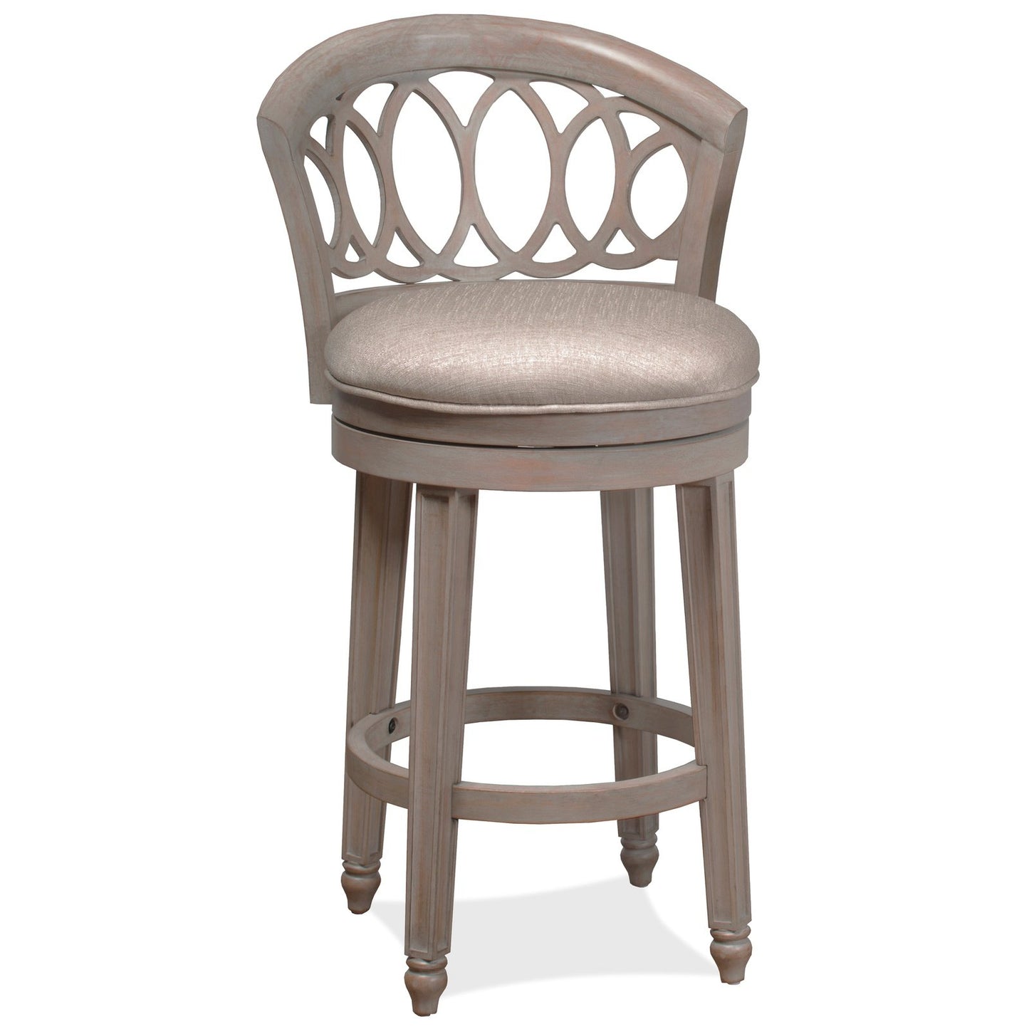 Hillsdale Furniture Adelyn Wood Bar Height Swivel Stool, Antique Gray wash with Putty Beige Fabric