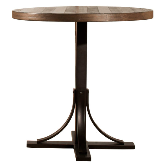 Hillsdale Furniture Jennings Wood Round Counter Height Dining Table with Metal Pedestal Base, Distressed Walnut