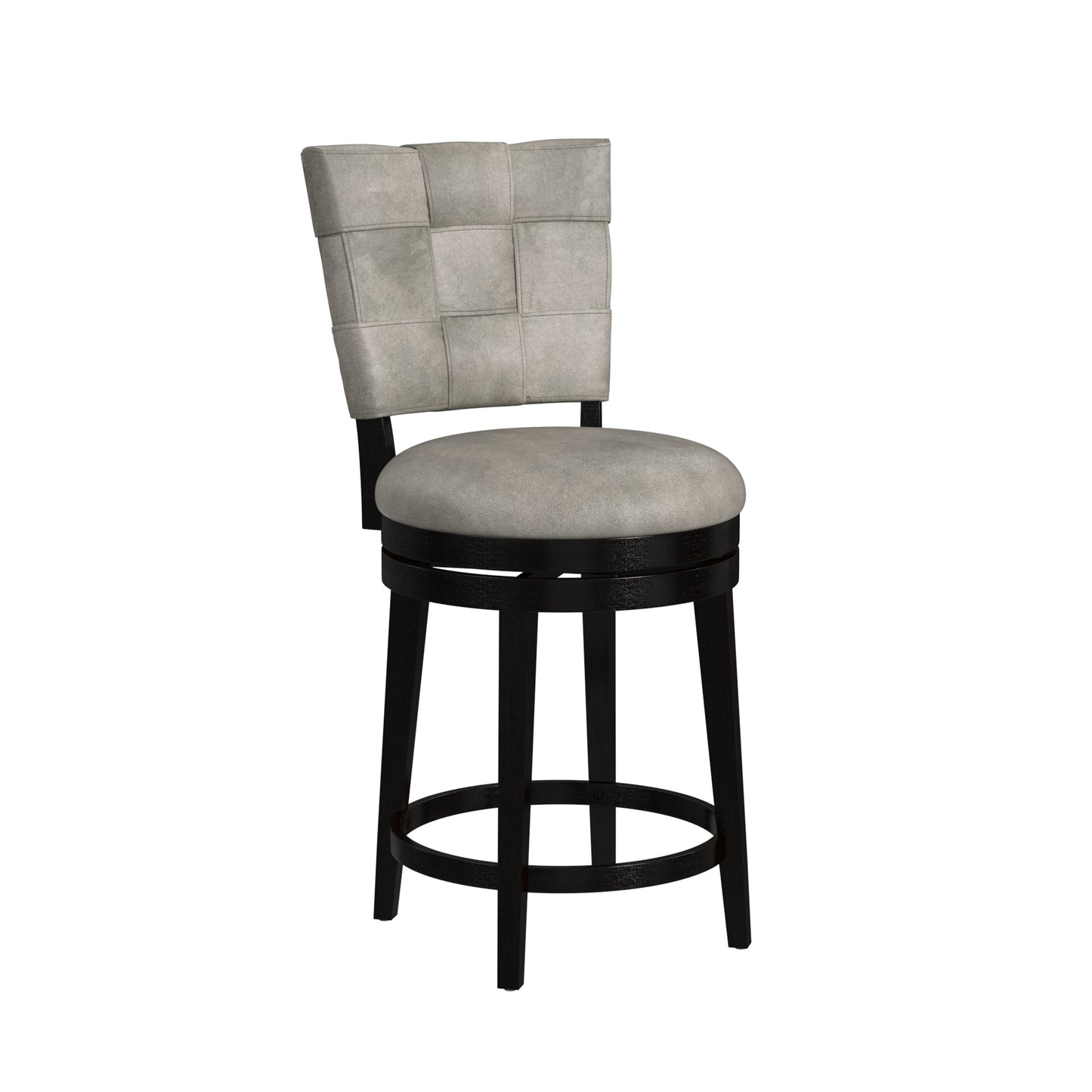 Hillsdale Furniture Kaede Wood and Upholstered Counter Height Swivel Stool, Black with Weathered Granite Gray Faux Leather