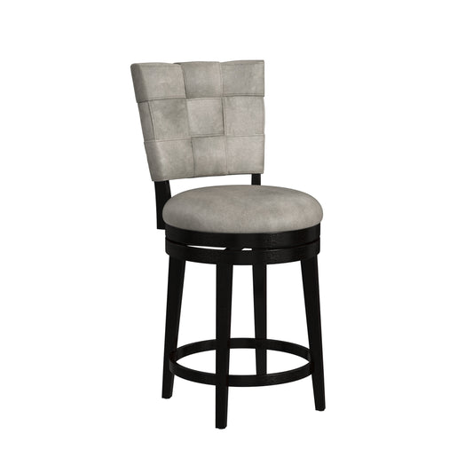 Hillsdale Furniture Kaede Wood and Upholstered Counter Height Swivel Stool, Black with Weathered Granite Gray Faux Leather