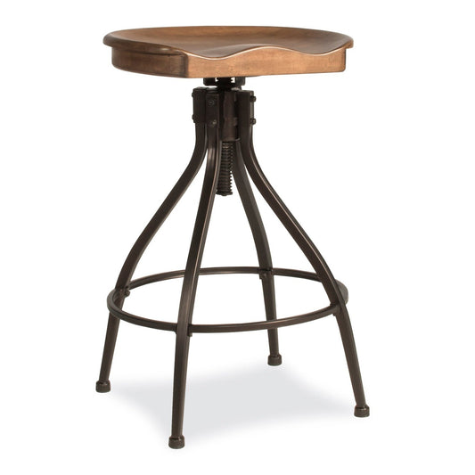 Hillsdale Furniture Worland Metal Backless Adjustable Height Swivel Stool, Brown Metal with Walnut Finished Wood