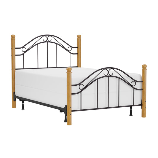 Hillsdale Furniture Winsloh Full Metal Bed with Oak Wood Posts, Black