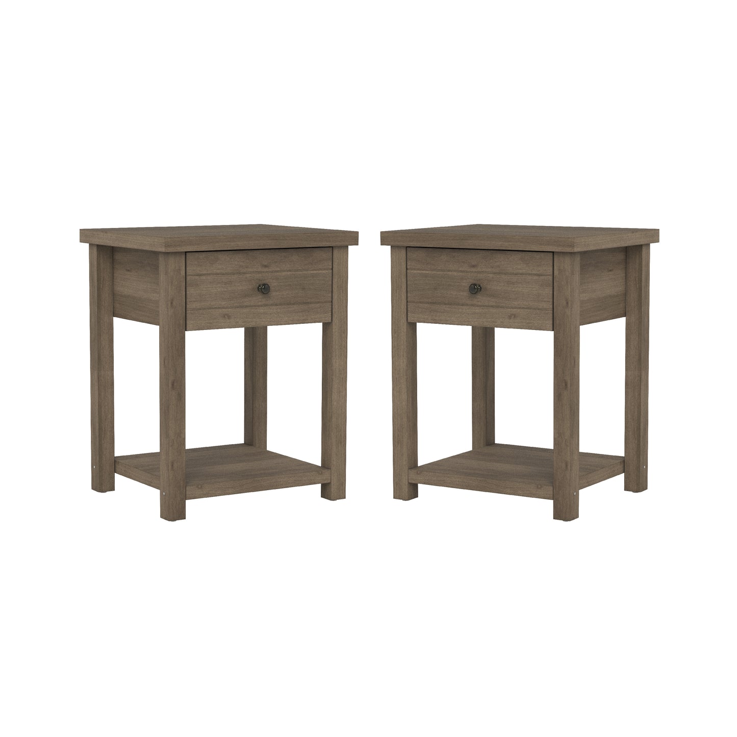 Living Essentials by Hillsdale Harmony Wood Accent Table, Set of 2, Knotty Gray Oak