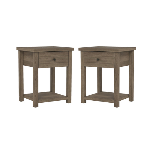 Living Essentials by Hillsdale Harmony Wood Accent Table, Set of 2, Knotty Gray Oak