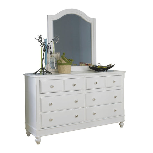 Hillsdale Kids and Teen Lake House Wood 8 Drawer Dresser with Mirror, White