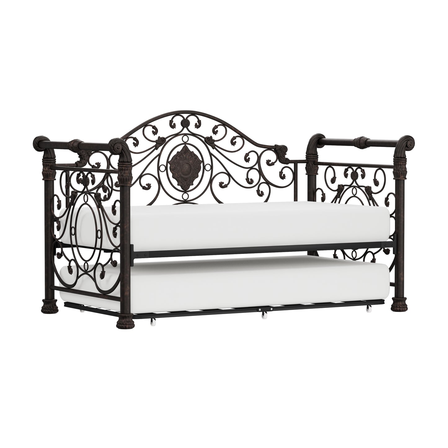 Hillsdale Furniture Mercer Metal Twin Daybed with Roll Out Trundle, Antique Brown